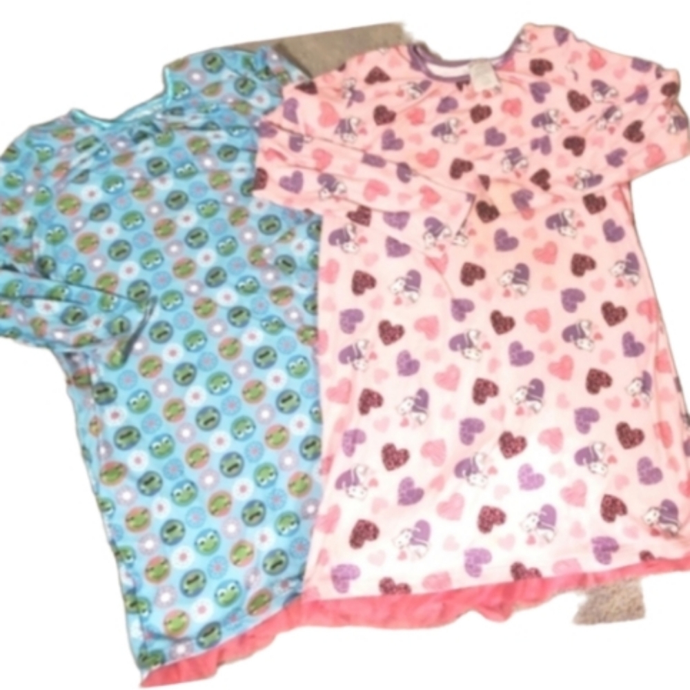 2  flannel nightgowns,cats and frogs 14